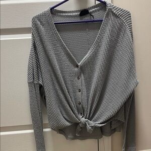 Urban Outfitters Charcoal Buttoned Long Sleeve Top